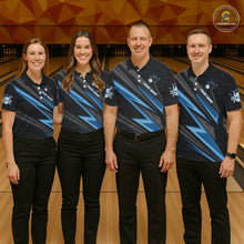 Load image into Gallery viewer, Black And Blue Bowling Jersey For Men Custom Bowling Tournament Team Shirt Polo &amp; 1/4 Zip TDM5821