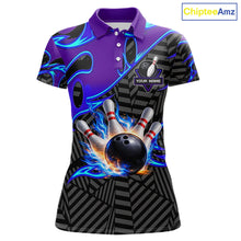 Load image into Gallery viewer, Custom Blue Purple Bowling Jersey For Women, Bowling Tournament Team Shirt Polo &amp; Quarter Zip TDM5826