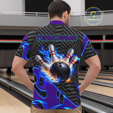 Load image into Gallery viewer, Custom Blue Purple Bowling Jersey For Men, Bowling Tournament Team Shirt Polo &amp; Quarter Zip TDM5826