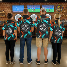 Load image into Gallery viewer, Custom Darts Shirts For Women, Orange And Turquoise Geometric Darts Team Jersey Polo &amp; Quarter Zip TDM6629