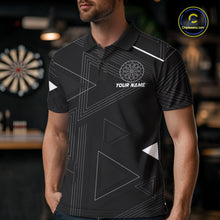 Load image into Gallery viewer, Personalized Black And White Geometric Darts Shirts For Men, Custom Darts Team Jersey Polo &amp; 1/4 Zip TDM6632