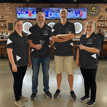 Load image into Gallery viewer, Personalized Black And White Geometric Darts Shirts For Women, Custom Darts Team Jersey Polo &amp; 1/4 Zip TDM6632