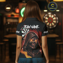 Load image into Gallery viewer, Personalized Red Grim Reaper Fire Dart Shirts For Women Custom Skull Dart Jersey Polo &amp; 1/4 Zip TDM4891