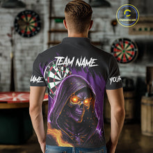 Load image into Gallery viewer, Personalized Purple Grim Reaper Fire Dart Shirt For Men Custom Skull Dart Jersey Polo &amp; 1/4 Zip TDM4893