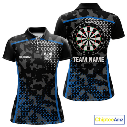 Black And Blue Camo Dart Shirt With Pocket Option For Women Custom Dart Jersey TDM5828