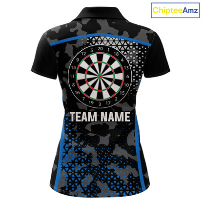 Black And Blue Camo Dart Shirt With Pocket Option For Women Custom Dart Jersey TDM5828
