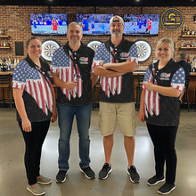 Load image into Gallery viewer, Personalized Grunge US Flag Eagle Darts Shirt For Men, Patriotic Darts Team Jersey Polo &amp; 1/4 Zip TDM5831