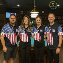 Load image into Gallery viewer, Personalized Grunge American Flag Women's Billiard Shirt Custom 9 Ball Pool Billiard Team Jersey TDM5832