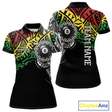 Load image into Gallery viewer, Custom tribal 8 ball pool jersey for women with bold billiard graphics and team style.
