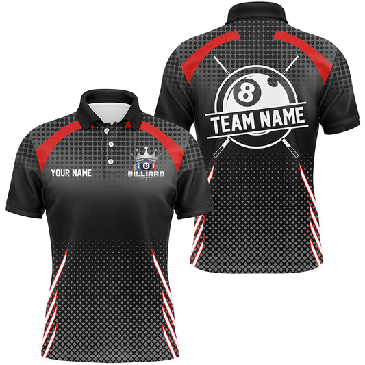 Personalized Billiard Tournament Pool Shirts For Men, Best Custom 8 Ball Billiard Team Jerseys |Red TDM2131