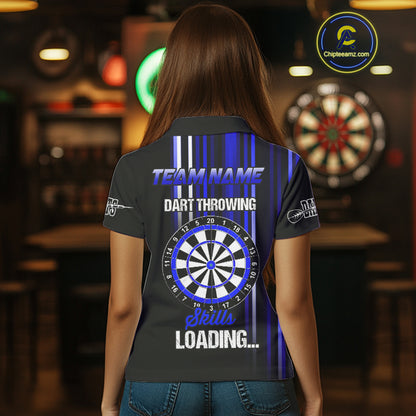 Blue Throwing Skills Loading Custom Darts Shirt For Women With Pocket Option TDM4703