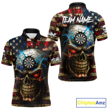Load image into Gallery viewer, Personalized Vintage American Flag Skull Darts Shirt For Men, Patriotic Darts League Team Jersey TDM4708