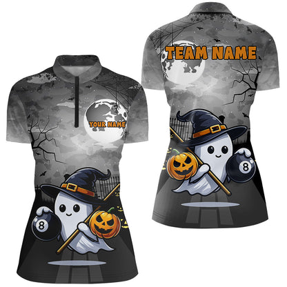 Funny Ghostly Halloween Billiard Shirts For Women Custom Halloween Gift For Pool Lover TDM2629