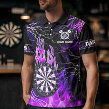 Load image into Gallery viewer, Purple Dart Board Fire Flame Custom Eagle Dart Shirts For Men, Thunder Lightning Dart Team Jerseys TDM2877