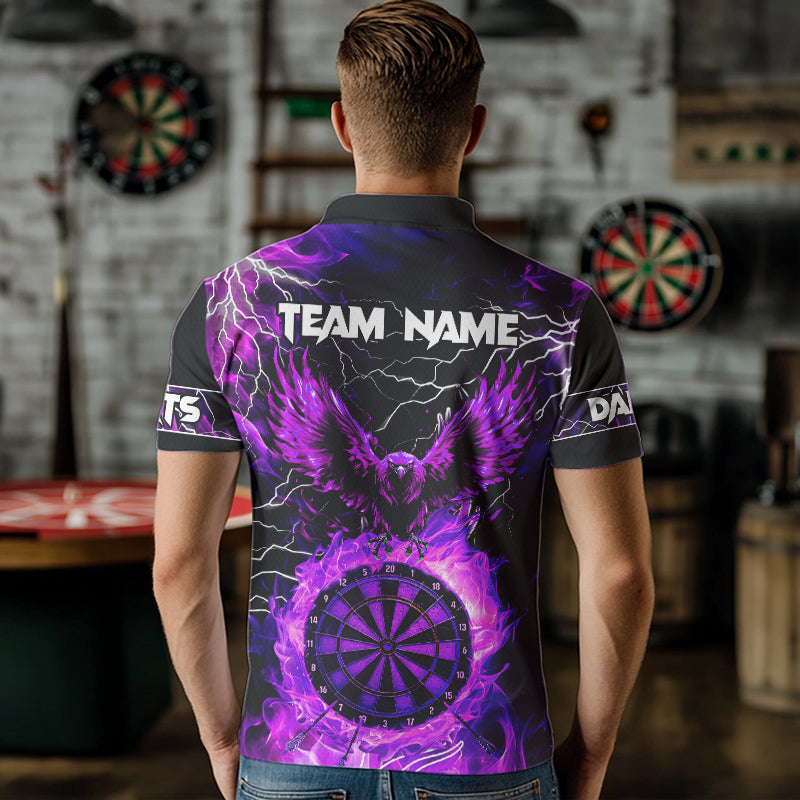 Purple Dart Board Fire Flame Custom Eagle Dart Shirts For Men, Thunder Lightning Dart Team Jerseys TDM2877
