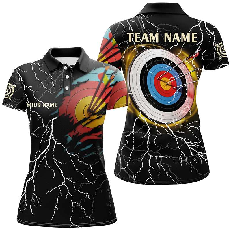 Personalized  Archery 3d Target Thunder Lightning Pattern Customized Archery Polo Shirts For Women TDM1020