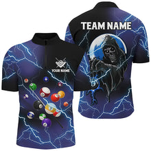Load image into Gallery viewer, Custom Skull Billiard Balls Thunder Lightning 3D Shirts For Men, Purple Billiard Team Jerseys TDM1725
