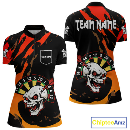 Funny Skull Dart Shirts With Pocket Option For Women Custom Dart Team Jersey TDM4098