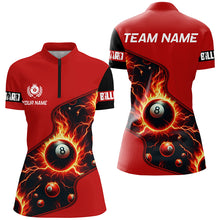 Load image into Gallery viewer, Personalized Red 8 Ball Fire 3D Printed Women Billiard Shirts Custom Billiard Jersey For Pool Player TDM1935