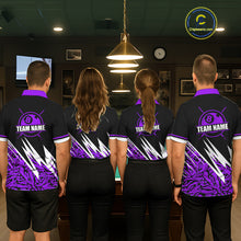 Load image into Gallery viewer, Personalized 8 Ball Billiard Jersey For Men Custom Black And Purple Pool Team Shirt Polo &amp; 1/4 Zip TDM5340