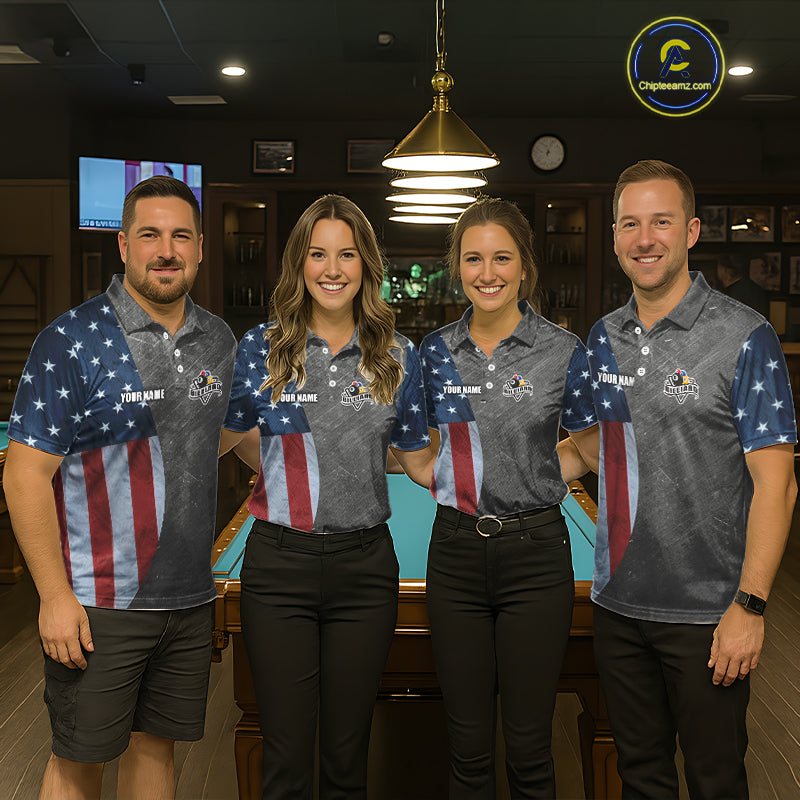 Grunge American Flag Patriotic Billiard Shirts For Women Custom 3D Billiard Balls Pool Team Jerseys TDM5616