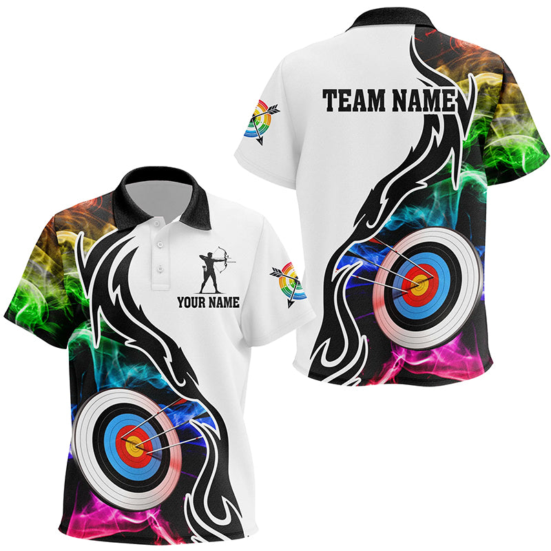 Personalized Archery 3d Target Multicolor Smoke Kid Polo Shirts Best Custom Archery Apparel TDM1023