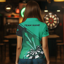 Load image into Gallery viewer, Turquoise Darts Jersey For Women Custom Darts Team Shirt With Pocket Option TDM3519