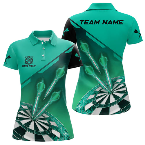 Turquoise Darts Jersey For Women Custom Darts Team Shirt With Pocket Option TDM3519