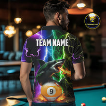 Load image into Gallery viewer, Colorful Lightning Shark 8 &amp; 9 Ball Billiard Shirt For Men Custom Pool Team Jersey Polo &amp; 1/4 Zip TDM5985