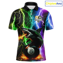 Load image into Gallery viewer, Colorful Lightning Shark 8 &amp; 9 Ball Billiard Shirt For Men Custom Pool Team Jersey Polo &amp; 1/4 Zip TDM5985