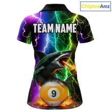 Load image into Gallery viewer, Colorful Lightning Shark 8 &amp; 9 Ball Billiard Shirt For Women Custom Pool Team Jersey Polo &amp; 1/4 Zip TDM5985