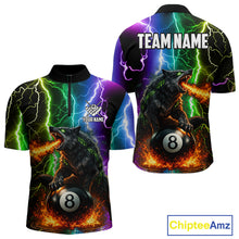 Load image into Gallery viewer, Colorful Lightning 8 Ball Wolf Billiard Shirt For Men Custom Pool Team Jersey Polo &amp; 1/4 Zip TDM5987
