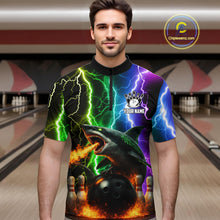 Load image into Gallery viewer, Colorful Lightning Shark Bowling Jersey For Men Custom Bowling Shirt Team Polo &amp; Quarter Zip TDM5988