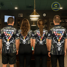 Load image into Gallery viewer, Personalized Green Camo Skull Billiard Shirt For Men, 8 Ball Billiard Team Jersey Polo &amp; 1/4 Zip TDM5993