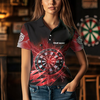 Personalized Red Dartboard Thunder Storm Lighting Dart Shirts For Women Custom Team Dart Jerseys TDM3812