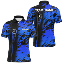 Load image into Gallery viewer, Personalized Billiard Tournament Jerseys Shirts For Men, Best 8 Ball Billiard Shirts For Team |Blue TDM1944