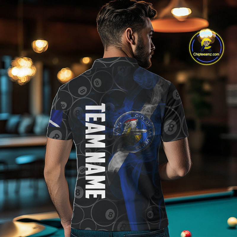 Personalized Las Vegas Flag Smoke Billiard Shirt For Men Custom 8 Ball Pool Team Jerseys TDM4287