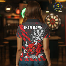 Load image into Gallery viewer, Black And Red Funny Bull Darts Shirt For Women Custom Darts Team Jersey Polo &amp; Quarter Zip Shirt TDM6237