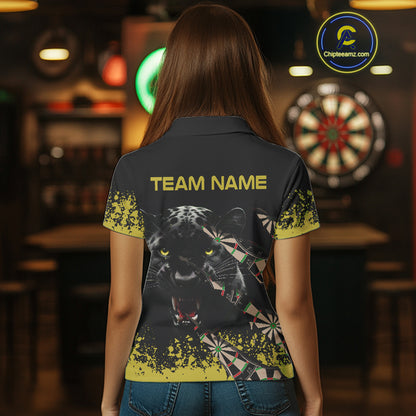 Grunge Black Yellow Panther Dart Shirt For Women Custom Dart Jersey Team Polo & Quarter Zip TDM4484