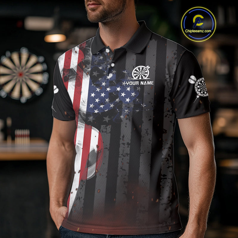 Personalized American Flag Patriotic Darts Shirt For Men Custom Darts Jersey Team Polo & 1/4 Zip TDM4922