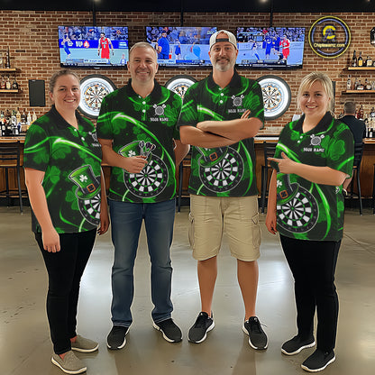 Green Glowing Shamrock Luckiest Darts Shirt For Men Custom St Patrick Day Darts Team Jersey TDM5356