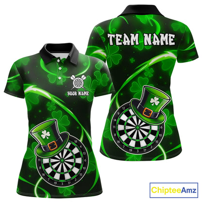 Green Glowing Shamrock Luckiest Darts Shirt For Women Custom St Patrick Day Darts Team Jersey TDM5356