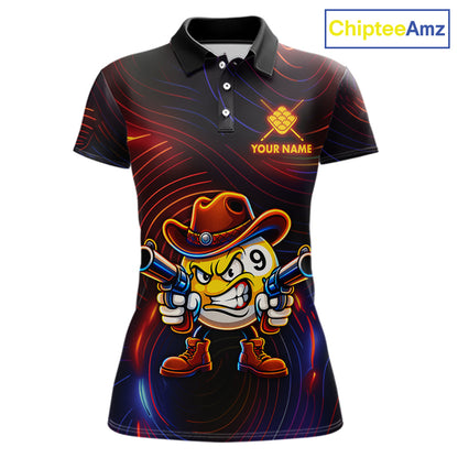 Funny Neon 9 Ball Billiard Shirt For Women Custom Pool Team Shirt, Billiard Jersey Polo & 1/4 Zip TDM6248