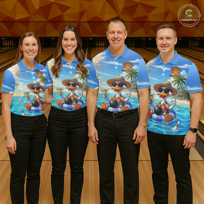 Funny Duck Bowling Jersey For Men Custom Tropical Beach Bowling Shirt Team Polo & Quarter Zip TDM6459