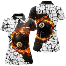 Load image into Gallery viewer, Personalized Billiard Crack 8 Ball Pool Fire Women Polo &amp; Quarter-Zip Shirts, Unique Billiard Jerseys TDM1734