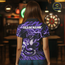 Load image into Gallery viewer, Custom Purple Dartboard Cobra Snake Lightning Darts Shirt For Women, Dart Team Jersey Polo &amp; 1/4 Zip TDM6016