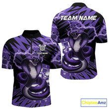 Load image into Gallery viewer, Custom Purple Dartboard Cobra Snake Lightning Darts Shirt For Men, Dart Team Jersey Polo &amp; 1/4 Zip TDM6016