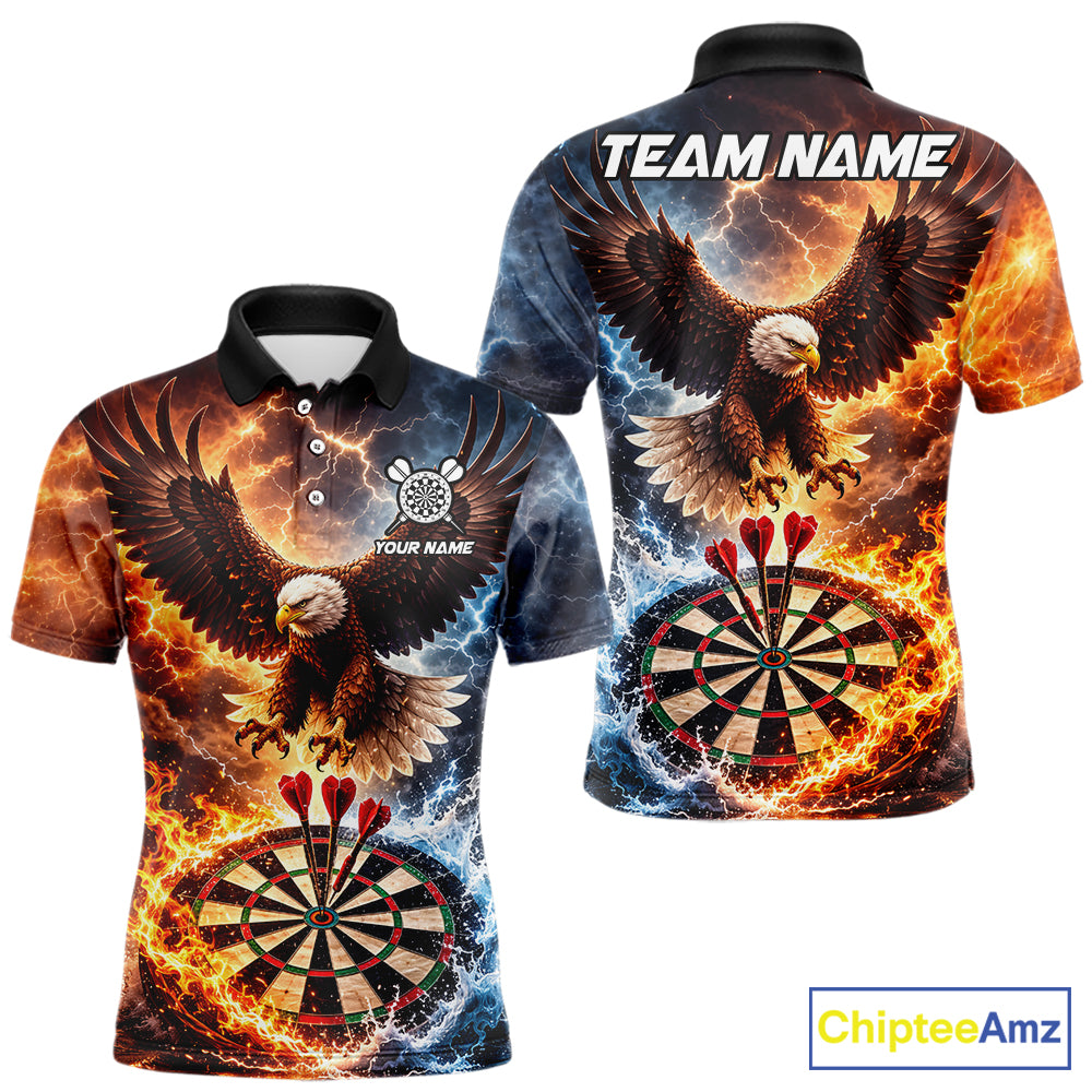 Personalized Eagle Water Fire Darts Shirt For Men, Lightning Darts Jersey Team Polo & 1/4 Zip TDM6019