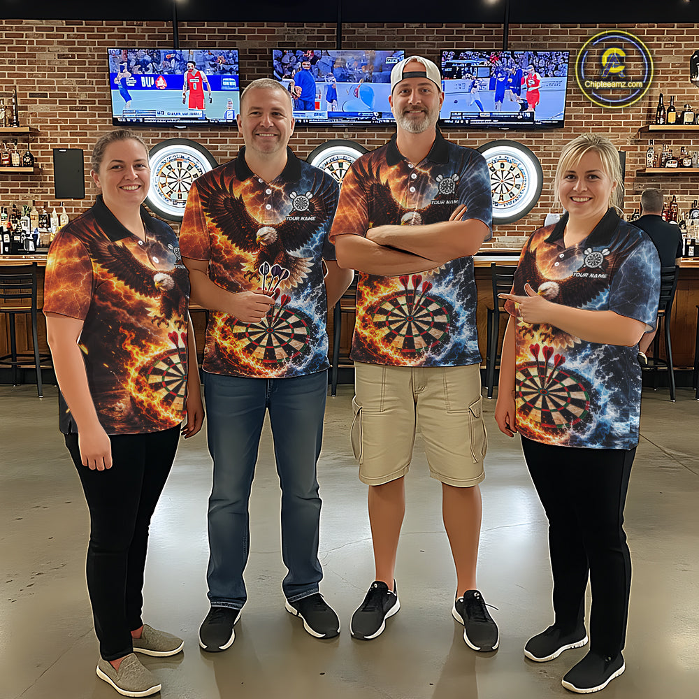 Personalized Eagle Water Fire Darts Shirt For Men, Lightning Darts Jersey Team Polo & 1/4 Zip TDM6019