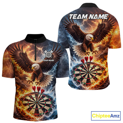 Personalized Eagle Water Fire Darts Shirt For Men, Lightning Darts Jersey Team Polo & 1/4 Zip TDM6019